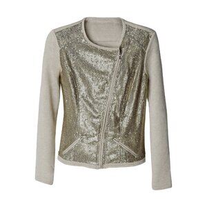 Helene Fischer Tchibo Germany Sparkle blouse Med zip sequins gold shimmer party
